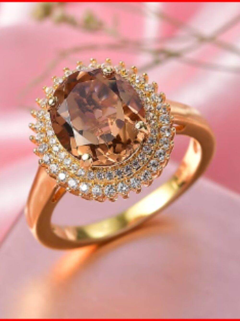 Autumn Alexite, White Zircon Ring in 18K YG Plated